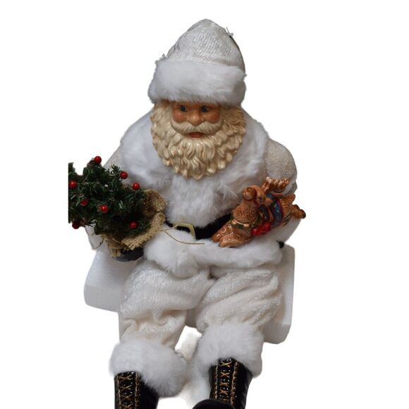 Christmas Santa Porcelain Face, Boots and Reindeer (Shelf Sitter) 26 " Open Box - Picture 10 of 11